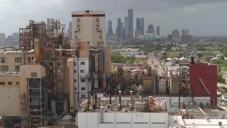 Panning-aerial-shot-of-city-of-Houston-from-Houston-East-End