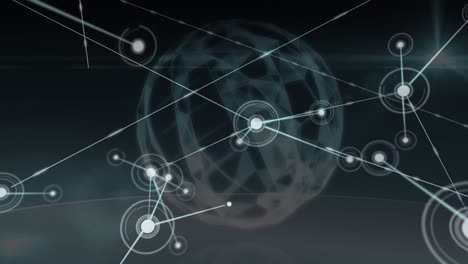 Animation-of-globe-and-connections-over-black-space