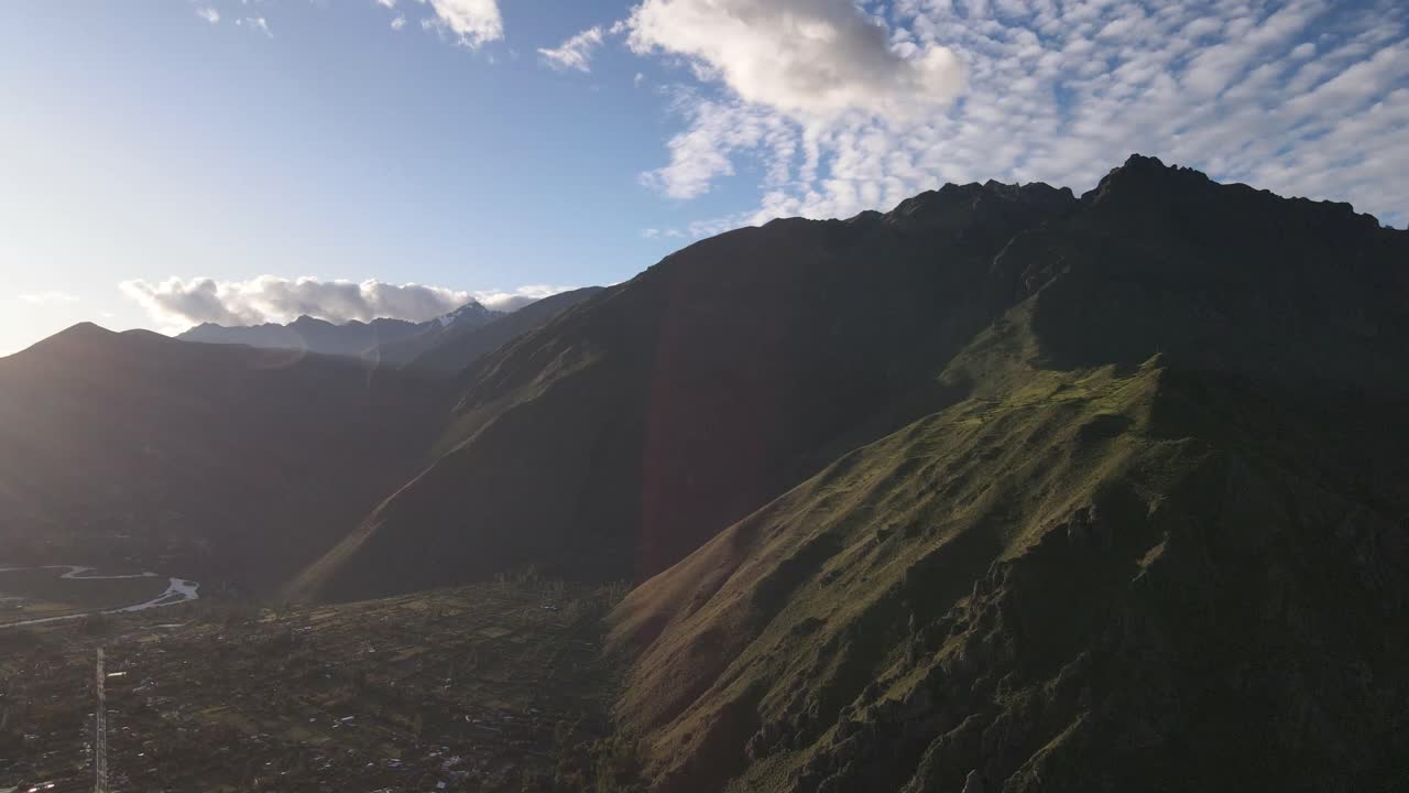 Aerial Shot Of Beautiful Highlands In Famous Urubamba Sacred Valley in Cusco Perú