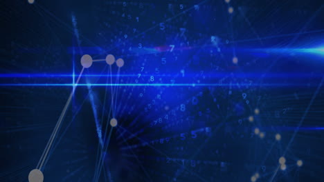 animación del procesamiento de datos y codificación binaria sobre fondo azul