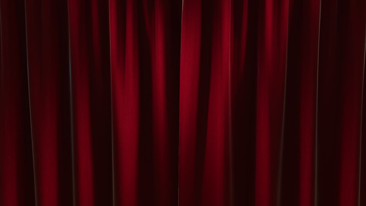 Dramatic Red Velvet Stage Curtains Closing