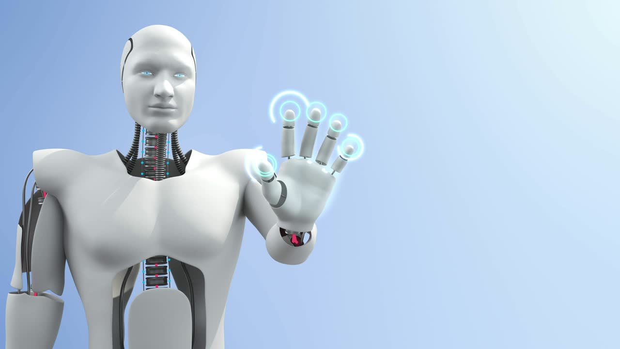 un robot humanoide avanzado que controla una computadora