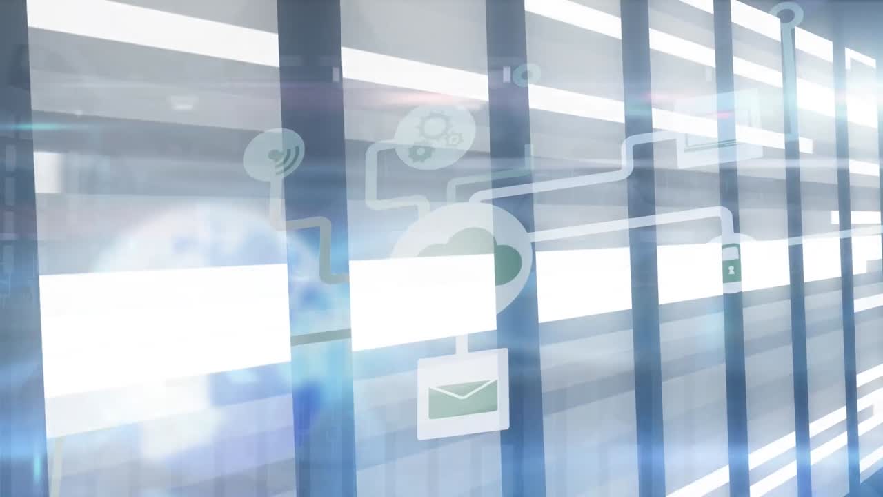 移動するコラム上の接続ネットワークのアニメーション