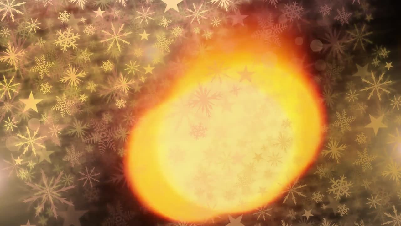 빛나는 따뜻한 불꽃과 크리스마스 눈송이