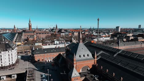 drone footage of copenhagen central station in denmark