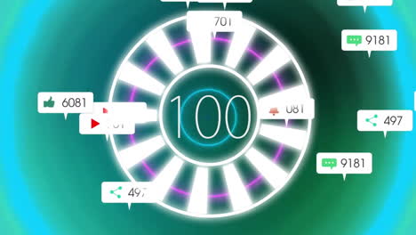 animación del procesamiento de texto y datos a través de un telescopio giratorio