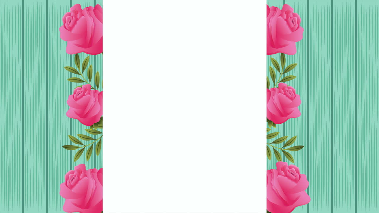 belle rose fiori animazione a cornice quadrata