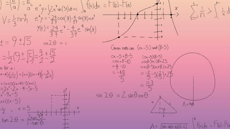 animation of mathematical data processing over pink background