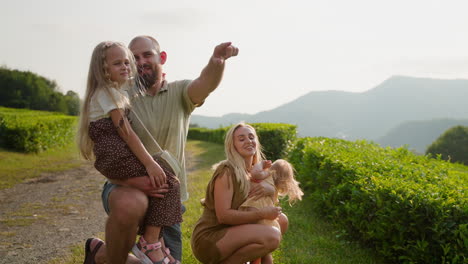 family enjoying a day out in a tea plantation