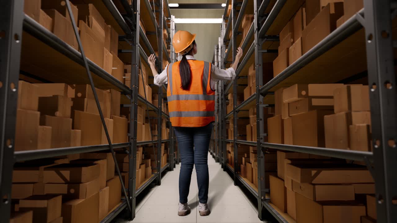 trabajador de almacén inspeccionando el inventario