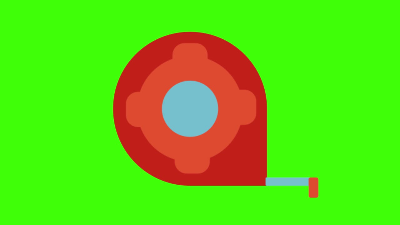 4k의 녹색 화면에서 측정 테이프 도구의 아이콘