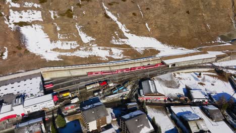 aerial view on zermatt valley and matterhorn peak in the morning