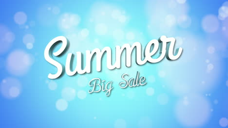 summer big sale with flying round bokeh and glitters on blue gradient