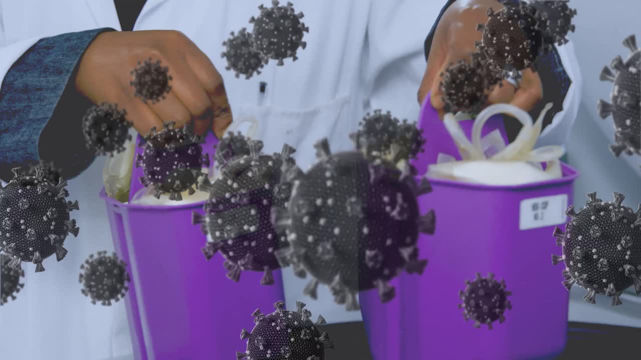 células de covid-19 contra el científico que trabaja en el laboratorio