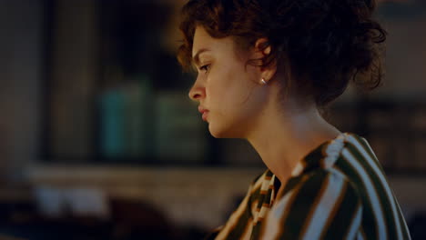 overworked woman working computer in office. nervous girl looking laptop screen