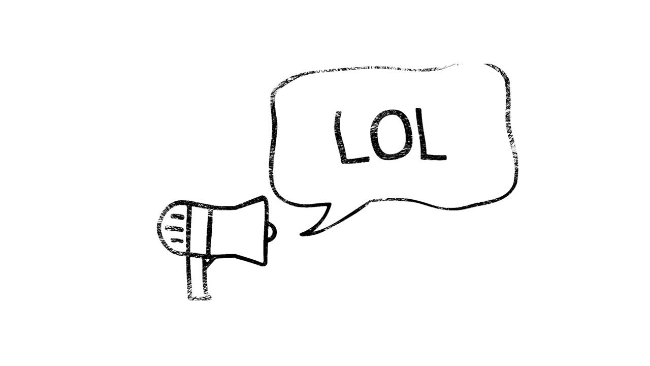 스피치 버블을 가진 메가폰 lol - 색 배경에 표현 단어 텍스트