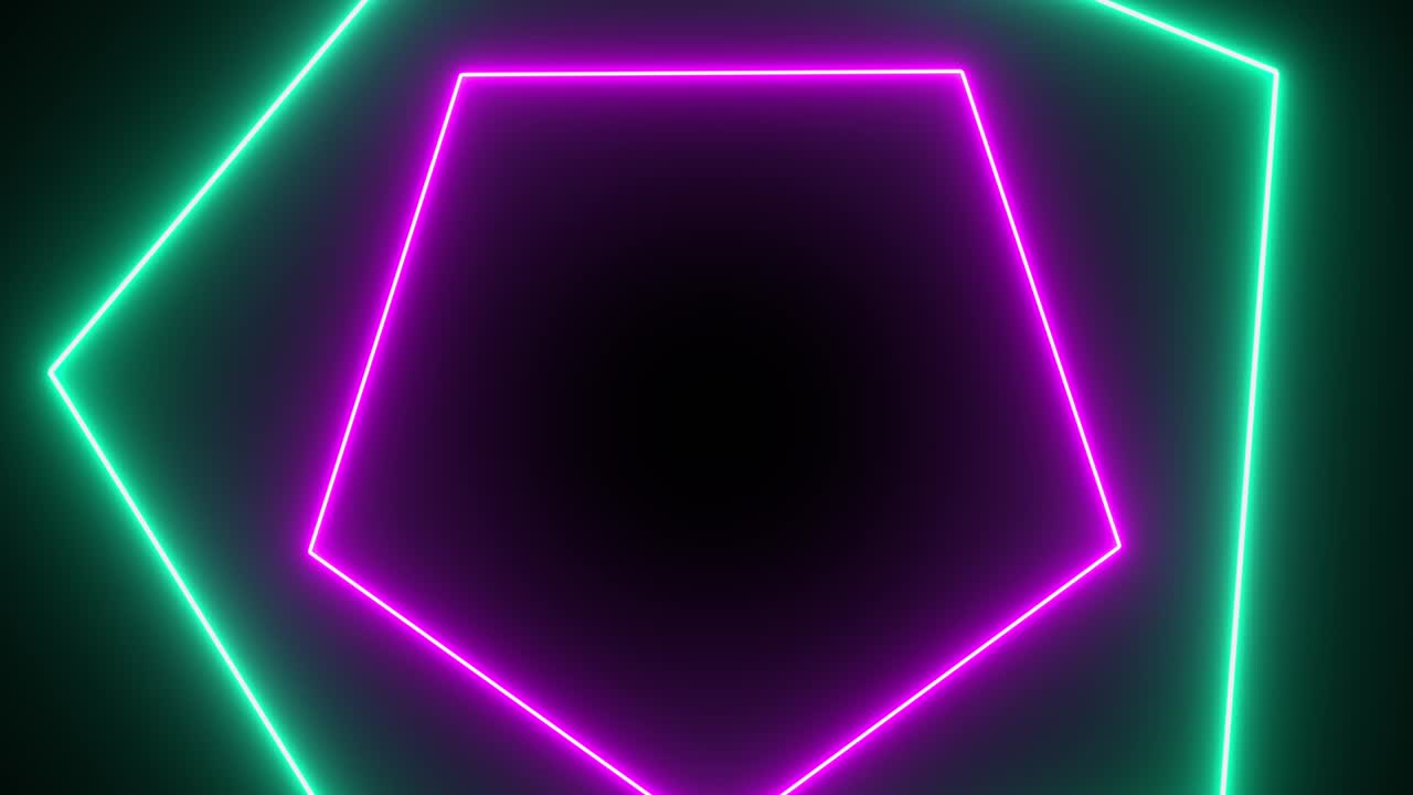 Sci-fi Neon hexagon tunnel. Abstract background with neon stars animation. 4k Glamour video template for fashion event. Seamless loop