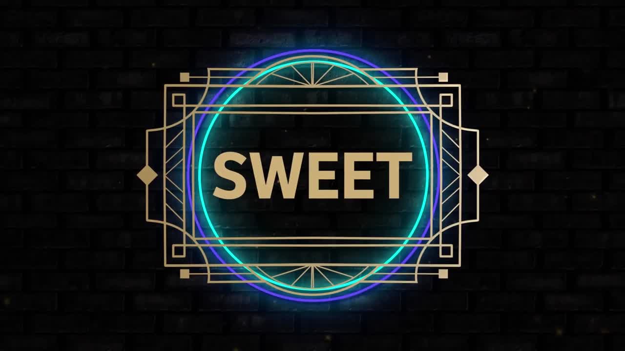 Animation of sweet text on black background