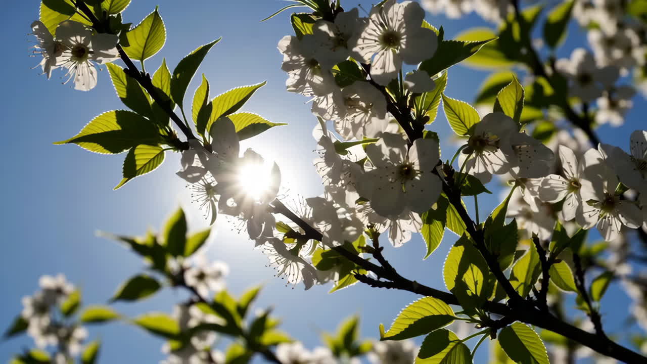 Spring Cherry Blossoms in Sunlight