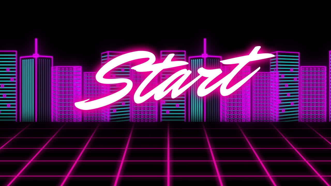 Animation of start text over digital city