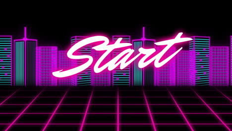 Animation of start text over digital city