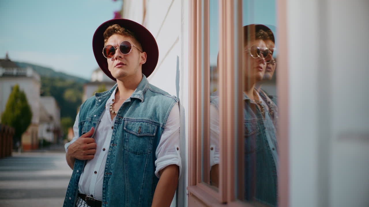 도시에서 세련된 남자