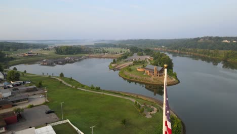 flying over freedom point at clarksville marina in clarksville tennessee