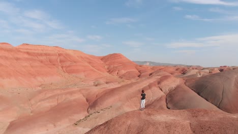 aerial drone footage of the rainbow heights formations near tuzluca, turkey