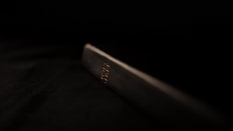 close-up of a black leather book