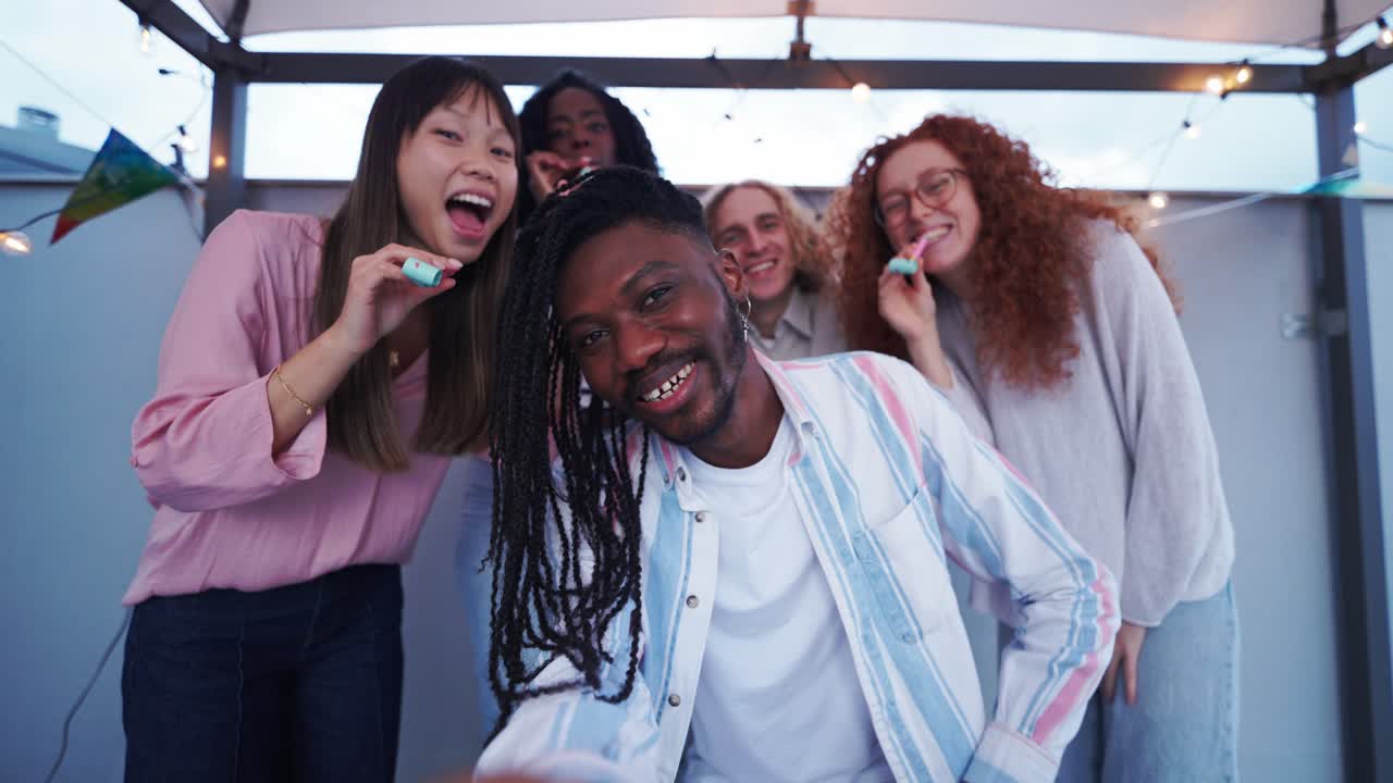 Group of friends celebrating at a party