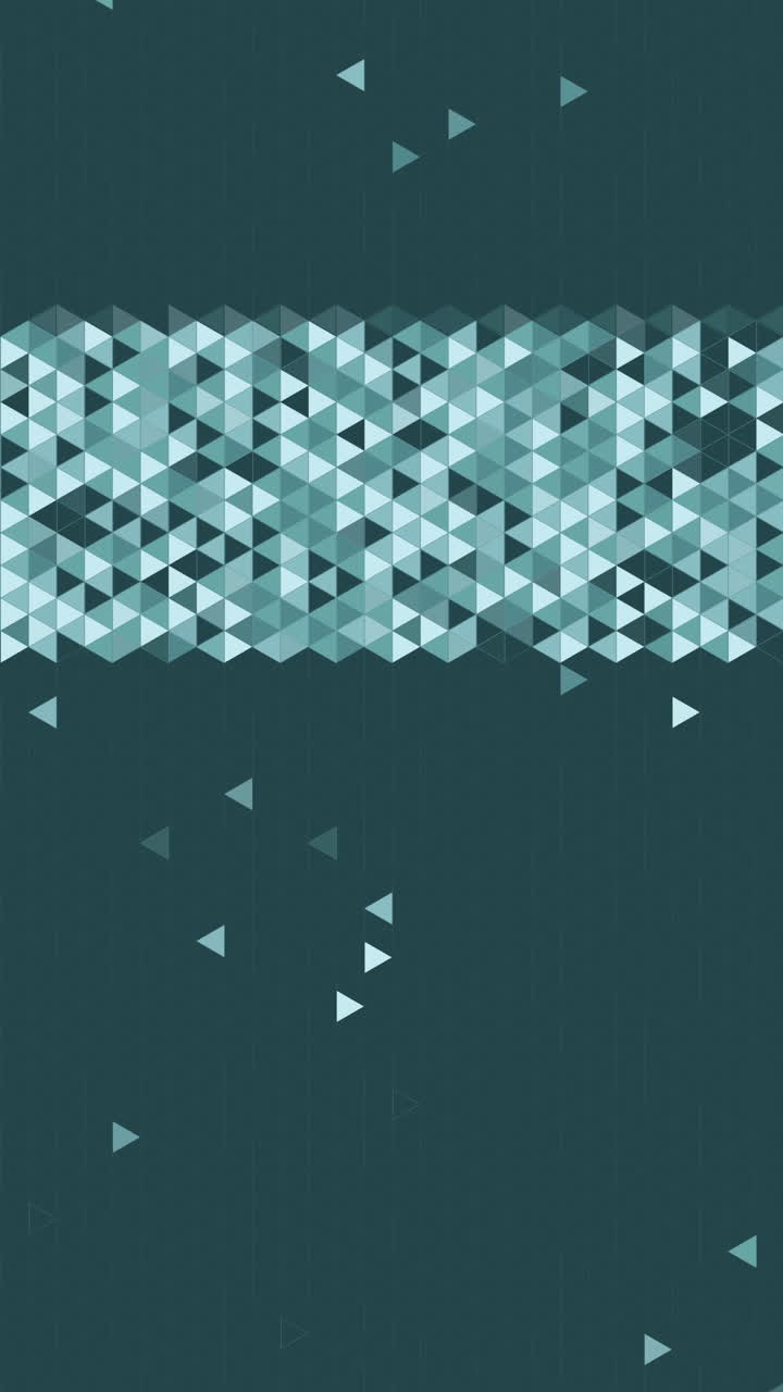 Low poly texture wallpaper background geometric turquoise colors. Copy space. Loop animation. Vertical video.