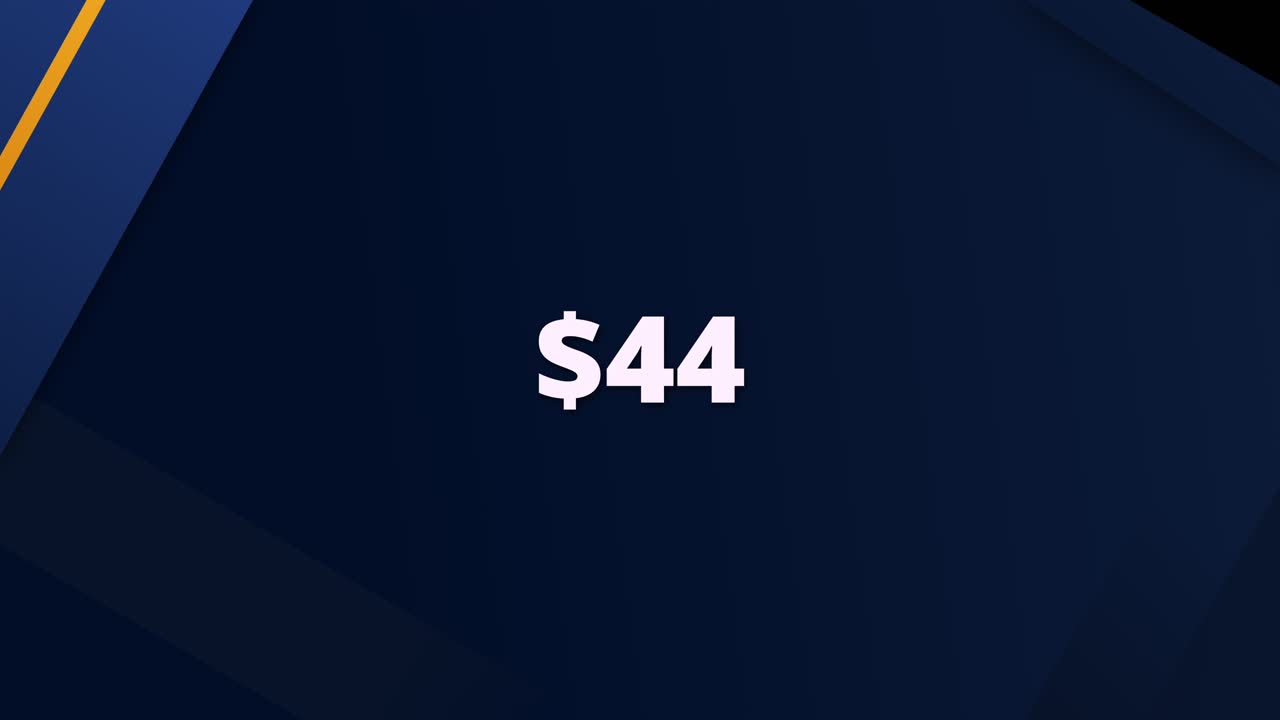 Minimal style price animation featuring $44. Perfect for digital marketing, online shopping clips, or promotional campaigns