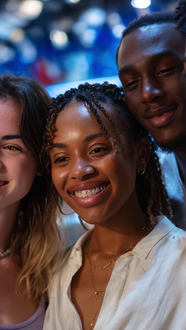 A Joyful Moment Captured: Friends Smiling Together in a Vibrant Setting, Celebrating Connection and Happiness with Lively Expressions and Warmth