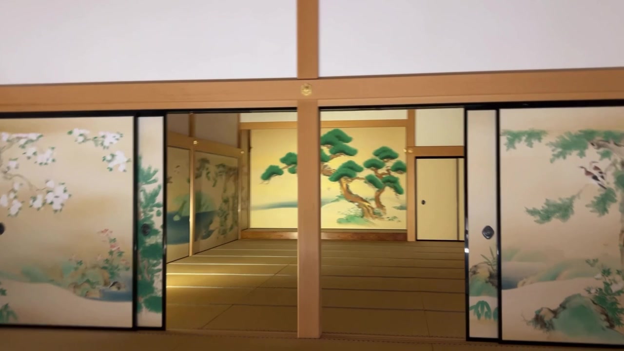 日本 名古屋城 内部の部屋の襖絵