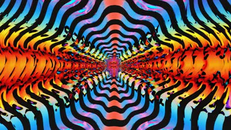 psychedelic video concept with vibrant, wavy rainbow patterns