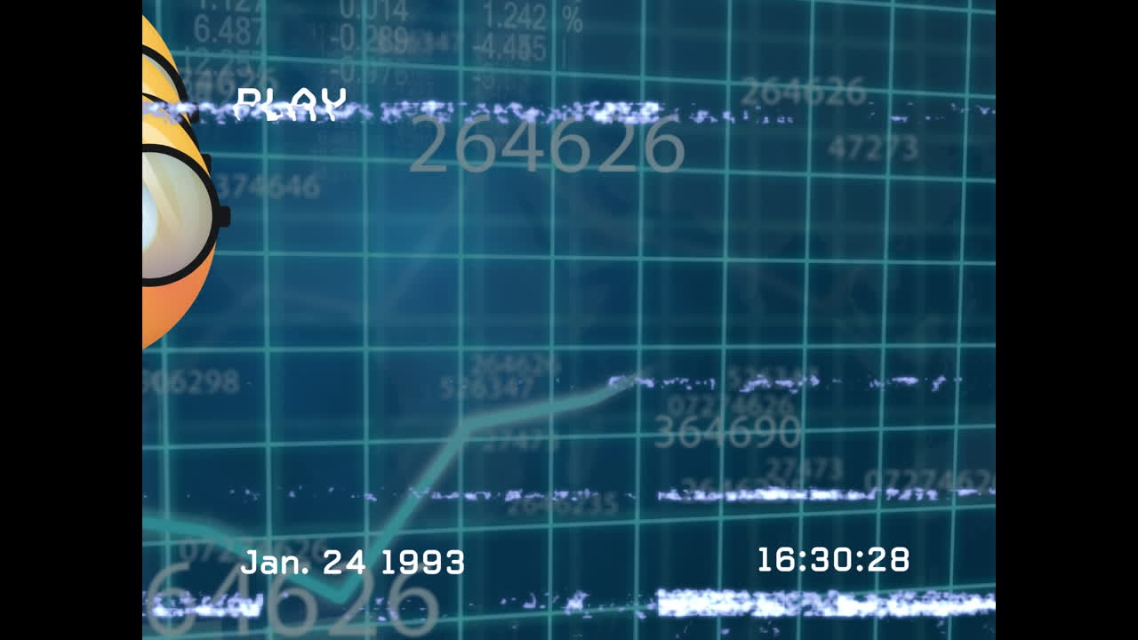 animación de emoticones sobre la pantalla con fallas y datos financieros