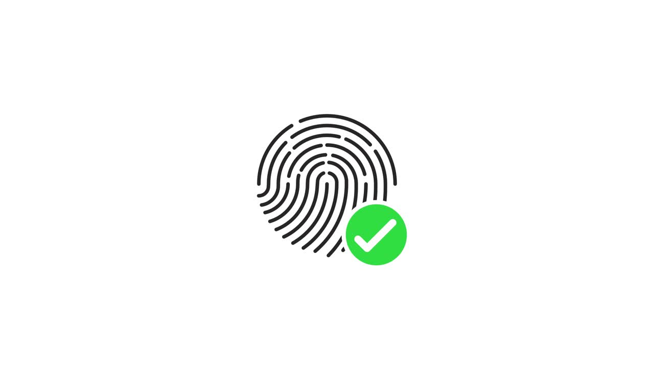 Animated Fingerprint Biometric Scan Verification with Checkmark