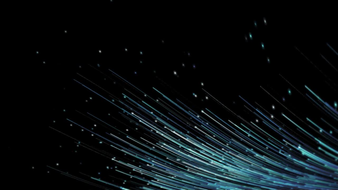 Abstract background with animation moving of lines for fiber optic network. Magic flickering dots or glowing flying lines. loop