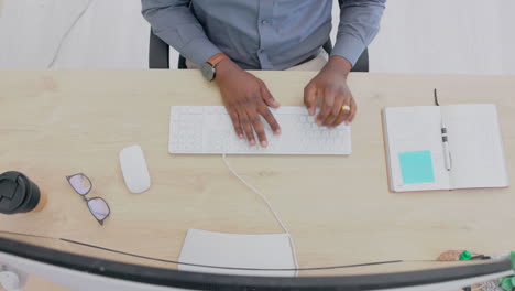 top view of black man, hands