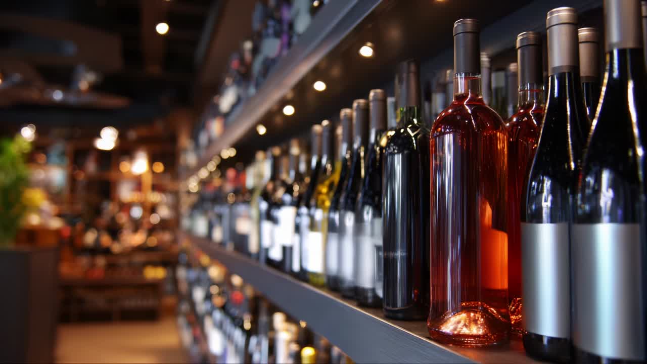 Exploring a Vibrant Wine Display: A Captivating Array of Bottles in a Stylish Retail Environment Showcasing a Multi-Hued Selection of Various Wines Perfect for Every Palate
