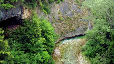 areal view of a stream in the italian alps