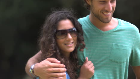 couple embracing and smiling