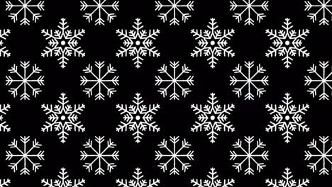 animación digital de iconos de copos de nieve en un patrón sin costuras contra un fondo negro