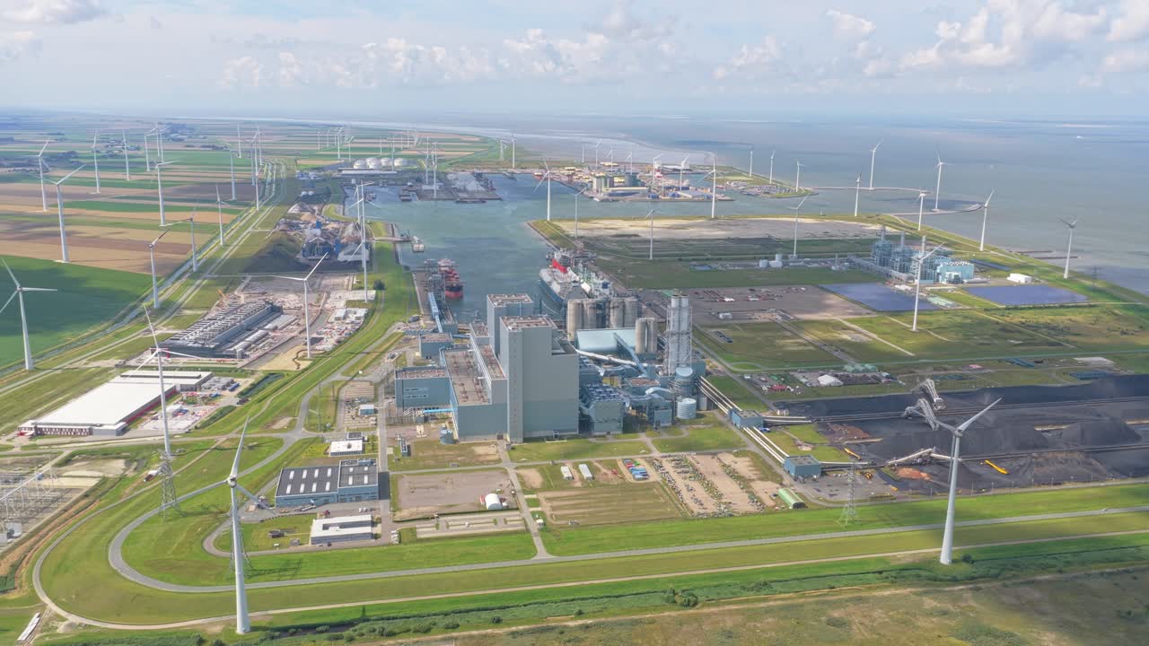 RWE Eemshaven power plant generating energy from hard coal and biomass fuels
