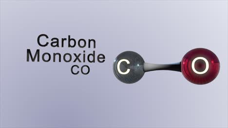 high quality cgi render of a scientific molecular model of a carbon monoxide molecule, with simple black label and chemical symbol