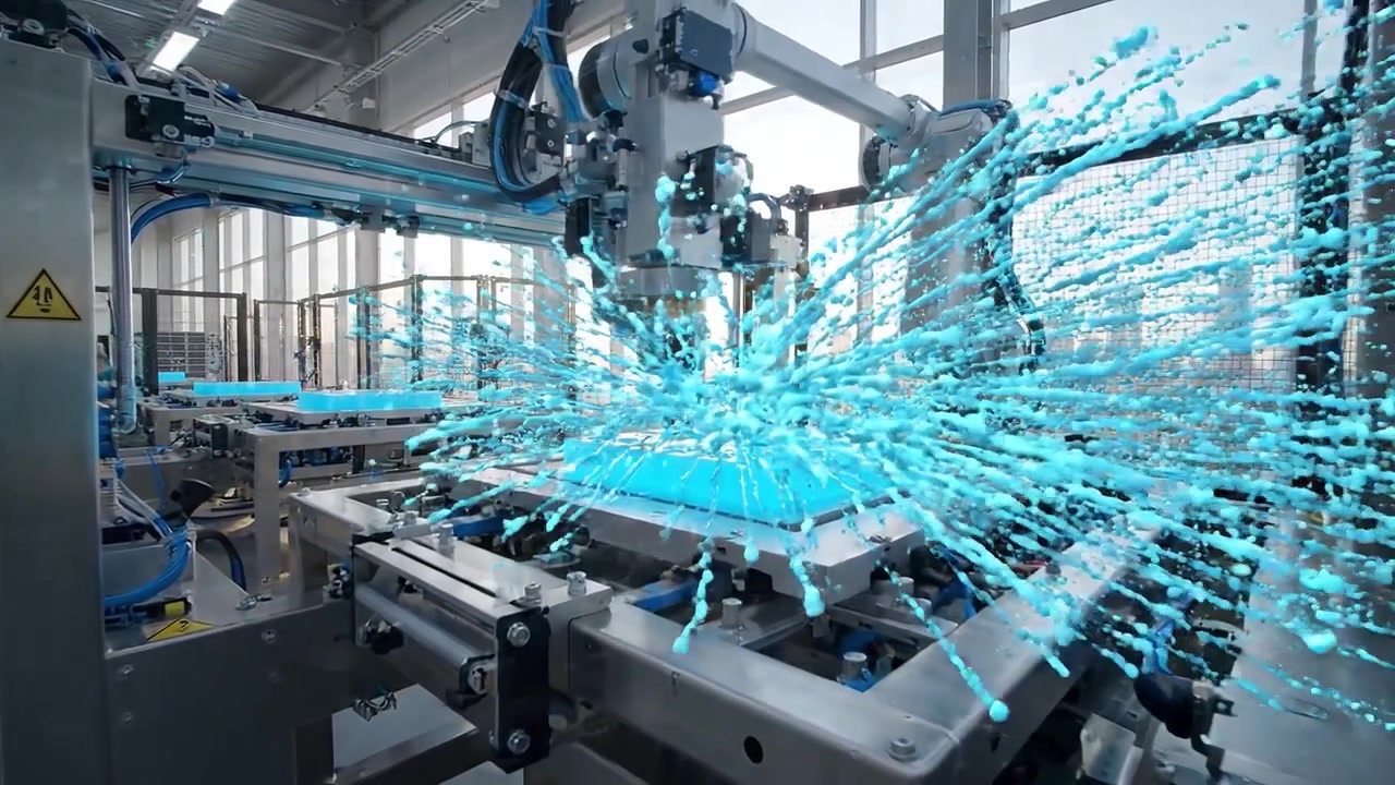 Robotic Arm Processing Digital Data in a Modern Server Room