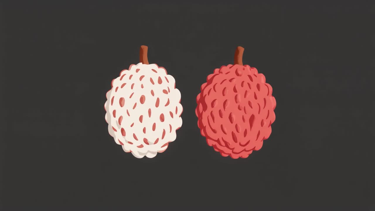 Animated Peeled and Unpeeled Lychee Fruits