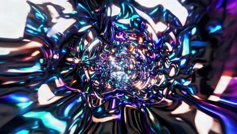 abstract iridescent liquid metal tunnel