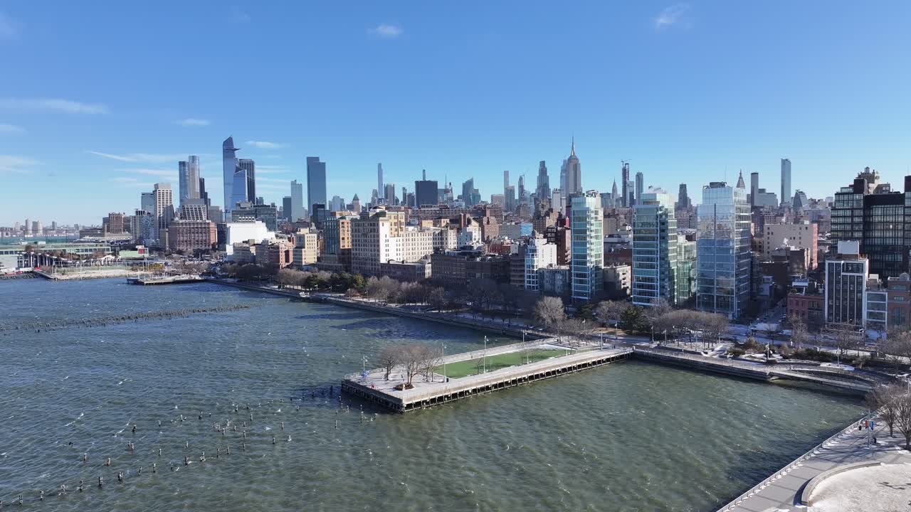 Downtown New York At Manhattan In New York United States. Highrise Buildings Scenery. Beautiful Cityscape. Downtown New York At New York United States. Winter Landscape
