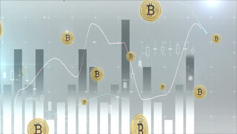 animation of data processing over bitcoin symbols